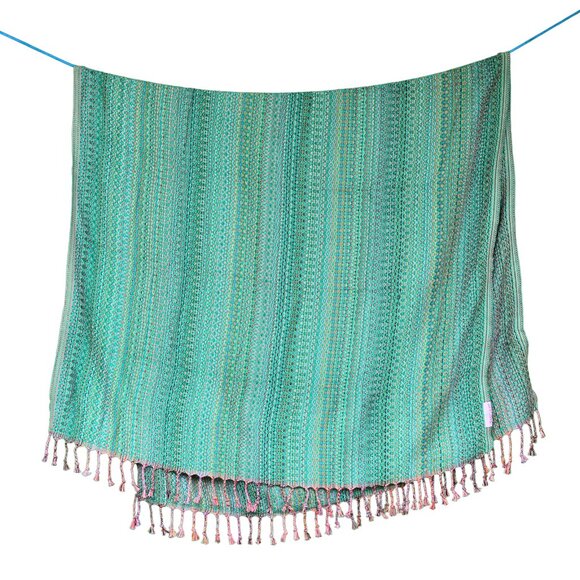 Salt Rag Beach Towel - "Green Hippie Rag" [Sand Free Turkish Beach Towel] - Picture 3 of 3